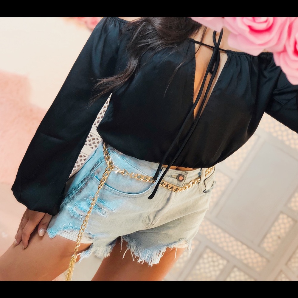 Black strapless bodysuit
